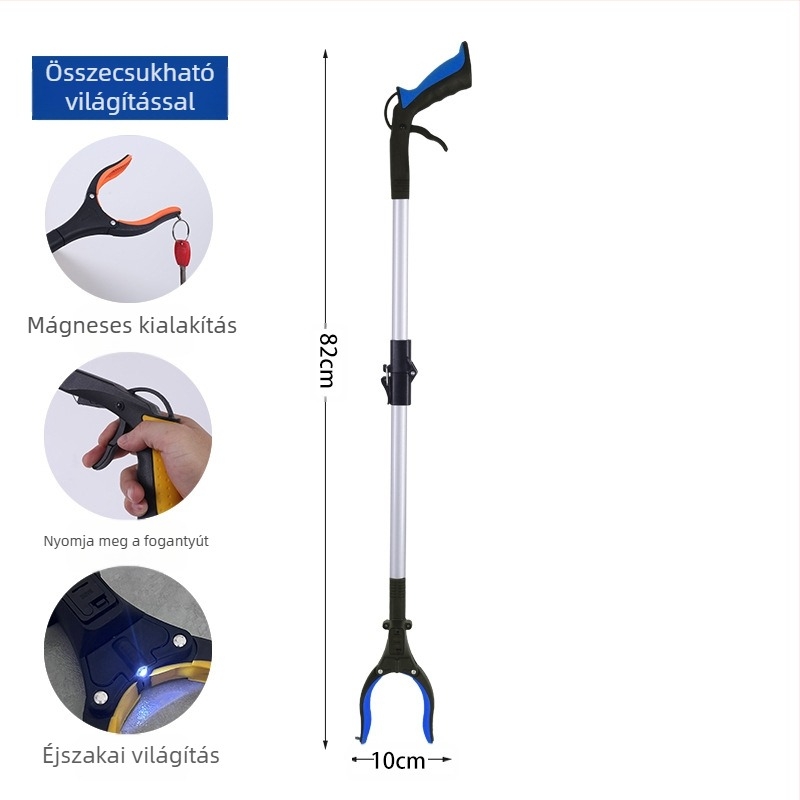 Lancai robusztus, hosszabbítható szemetesgyűjtő eszköz – fém-plasztikus kivitel, háztartási higiénia