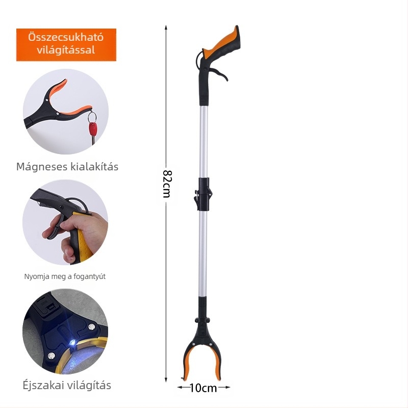 Lancai robusztus, hosszabbítható szemetesgyűjtő eszköz – fém-plasztikus kivitel, háztartási higiénia