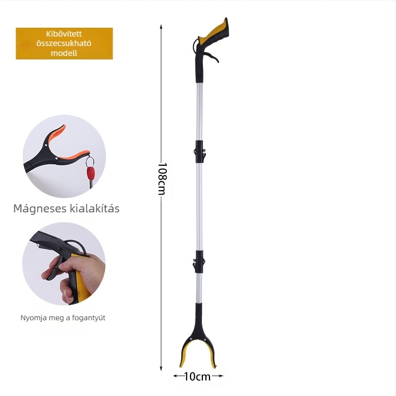 Lancai robusztus, hosszabbítható szemetesgyűjtő eszköz – fém-plasztikus kivitel, háztartási higiénia