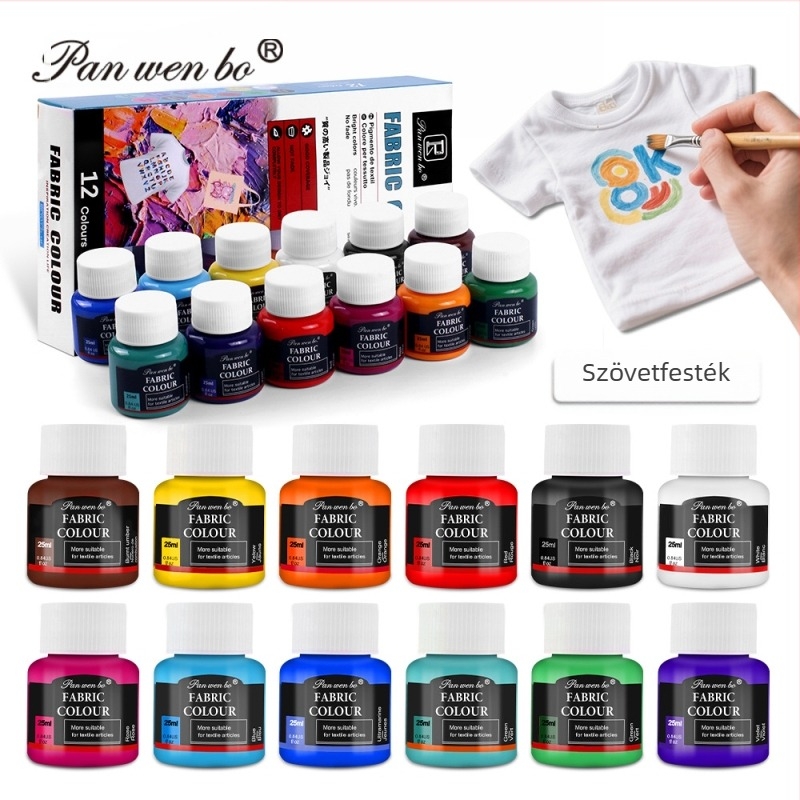 Pan Wenbo akvarellfesték készlet, 12 szín, folyékony pigment, 25 ml/tubus, akvarell festéshez