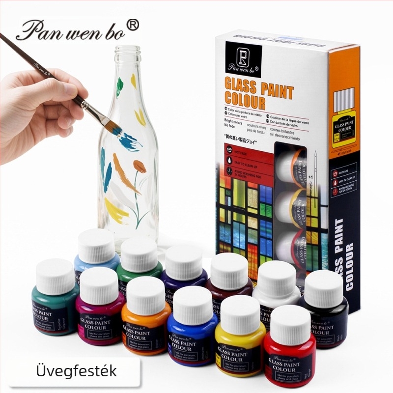 Pan Wenbo akvarellfesték készlet, 12 szín, folyékony pigment, 25 ml/tubus, akvarell festéshez