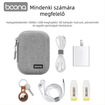BN-F003 Digitális kiegészítők tároló tok | Oxford anyag, 1 kg teherbírás | Bluetooth fülhallgatók, kábelek, töltők és USB meghajtók számára