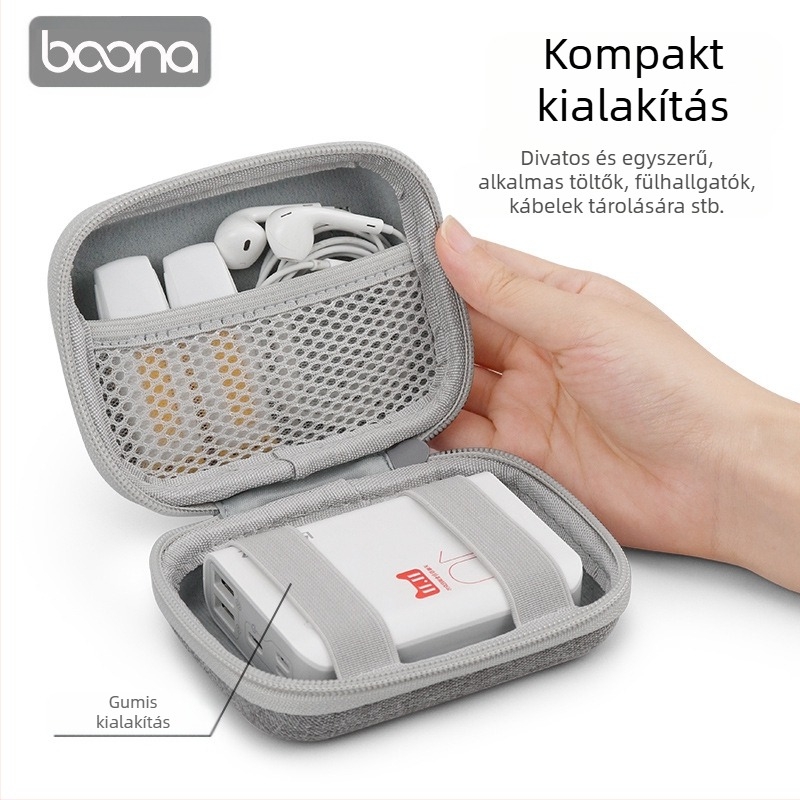 BN-F003 Digitális kiegészítők tároló tok | Oxford anyag, 1 kg teherbírás | Bluetooth fülhallgatók, kábelek, töltők és USB meghajtók számára