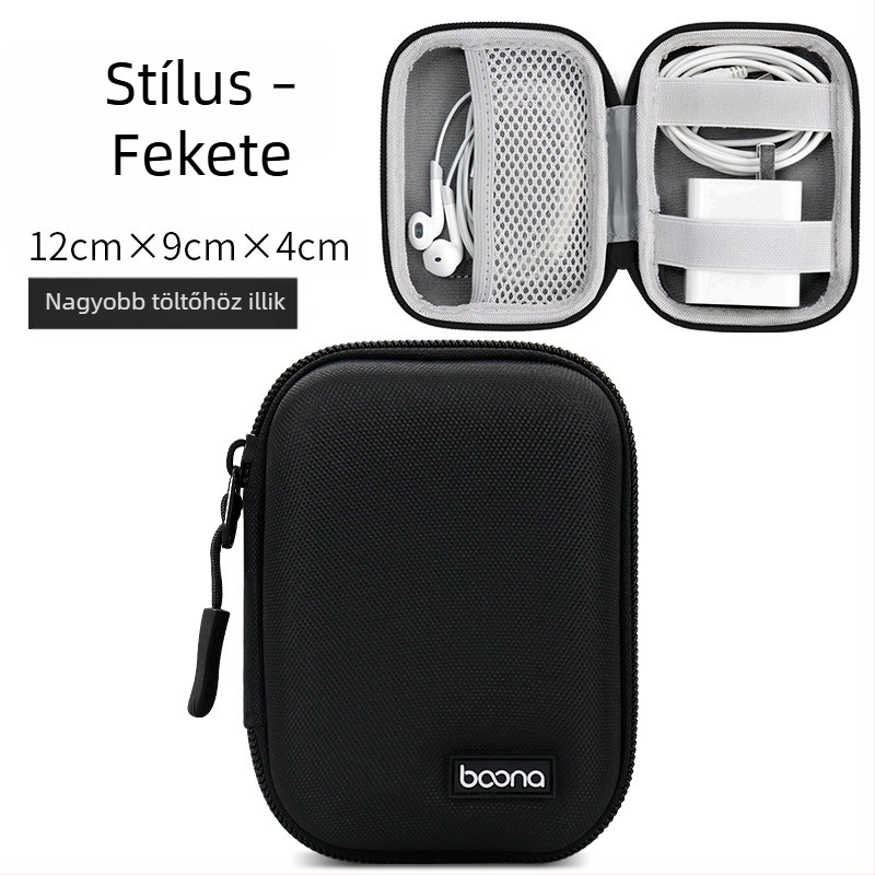 BN-F003 Digitális kiegészítők tároló tok | Oxford anyag, 1 kg teherbírás | Bluetooth fülhallgatók, kábelek, töltők és USB meghajtók számára