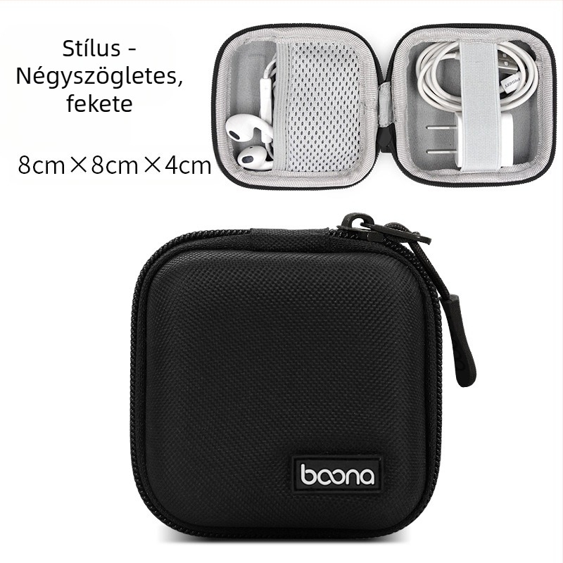 BN-F003 Digitális kiegészítők tároló tok | Oxford anyag, 1 kg teherbírás | Bluetooth fülhallgatók, kábelek, töltők és USB meghajtók számára