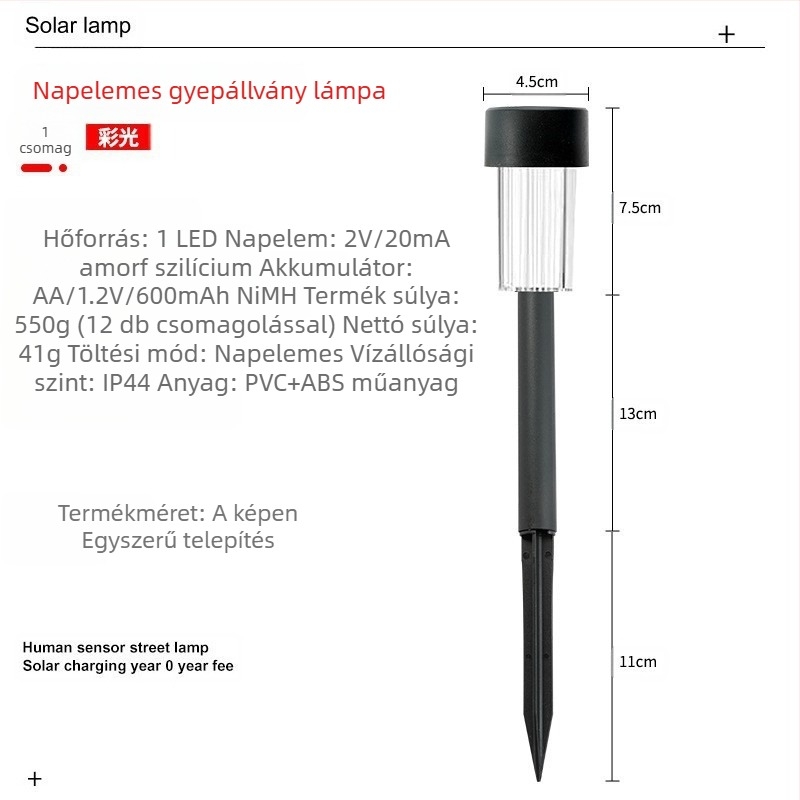 Napsugaras kerti állólámpa – LED 2835, 1.2V, 6–12 órás működési idő, absztrakt forma