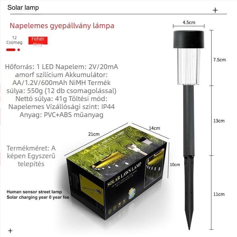 Napsugaras kerti állólámpa – LED 2835, 1.2V, 6–12 órás működési idő, absztrakt forma