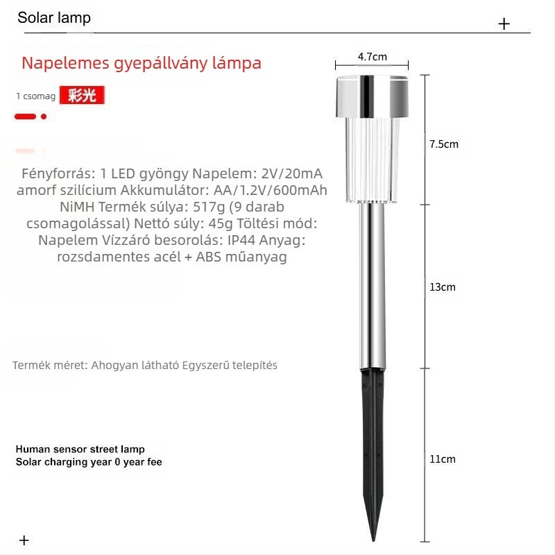 Napsugaras kerti állólámpa – LED 2835, 1.2V, 6–12 órás működési idő, absztrakt forma
