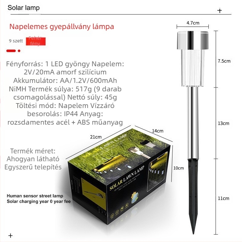 Napsugaras kerti állólámpa – LED 2835, 1.2V, 6–12 órás működési idő, absztrakt forma