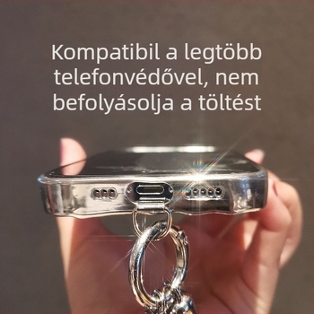 Mobiltelefon-hordozó nyakpánt fém medállal és csattal, uniszex, rugalmas pamut szál