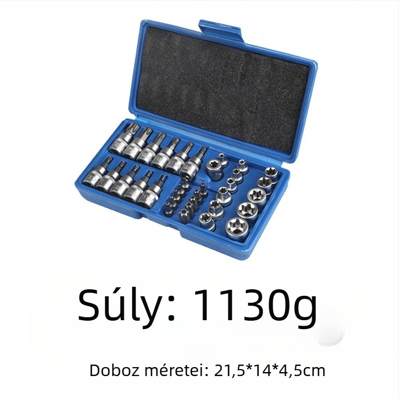 Pneumatikus autójavító készlet, 12 darabos, S2 szerszámacél, barázdált felület, MF márka