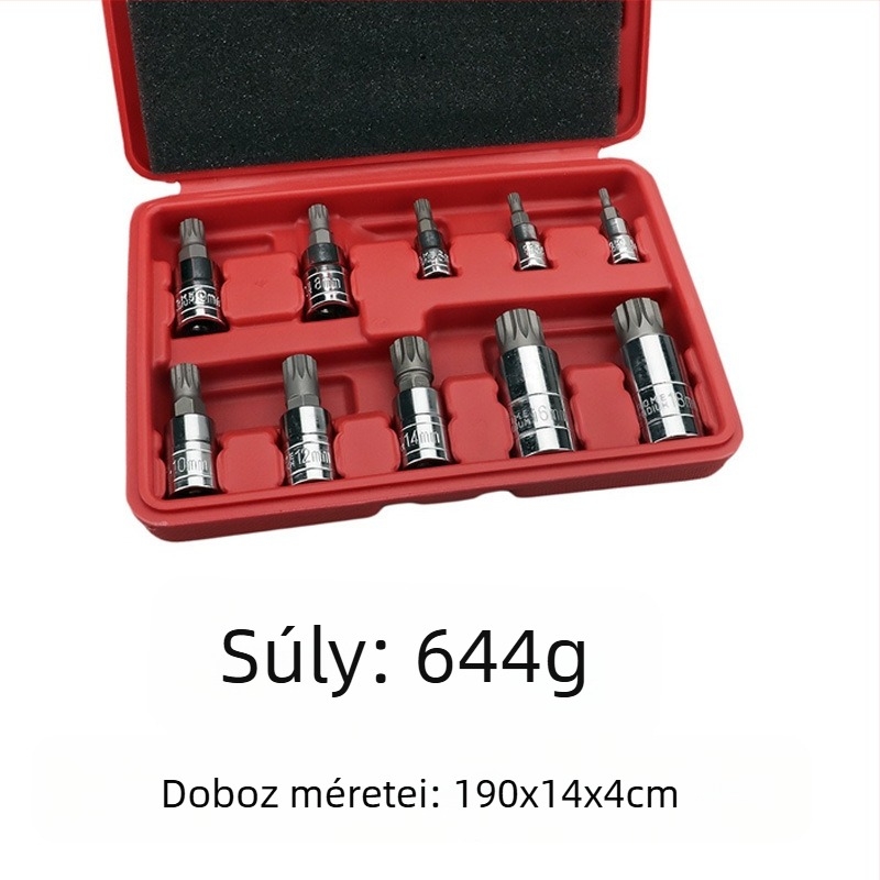 Pneumatikus autójavító készlet, 12 darabos, S2 szerszámacél, barázdált felület, MF márka