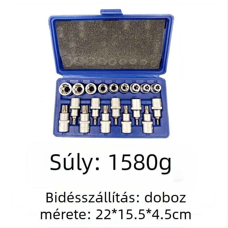 Pneumatikus autójavító készlet, 12 darabos, S2 szerszámacél, barázdált felület, MF márka