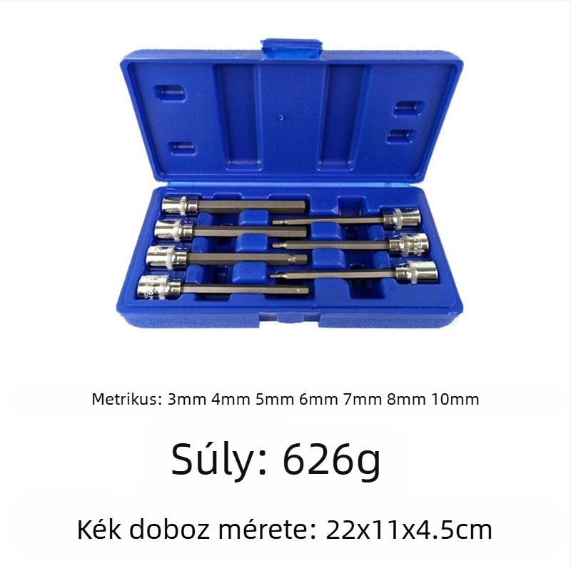 Pneumatikus autójavító készlet, 12 darabos, S2 szerszámacél, barázdált felület, MF márka