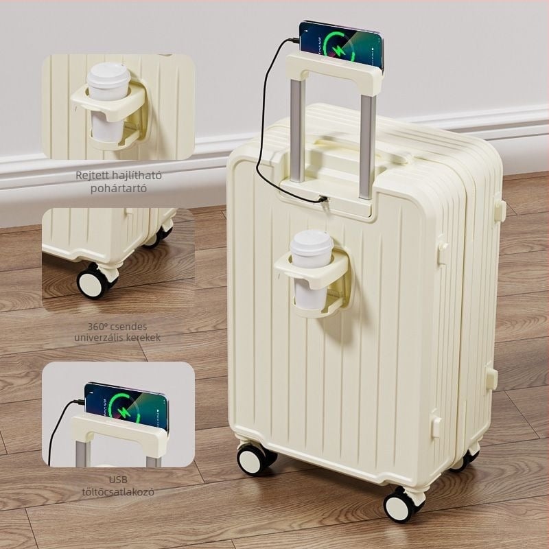 Utazótáska ABS+PC anyagból, univerzális kerekek, cipzáras nyitás, üzleti utazásokhoz