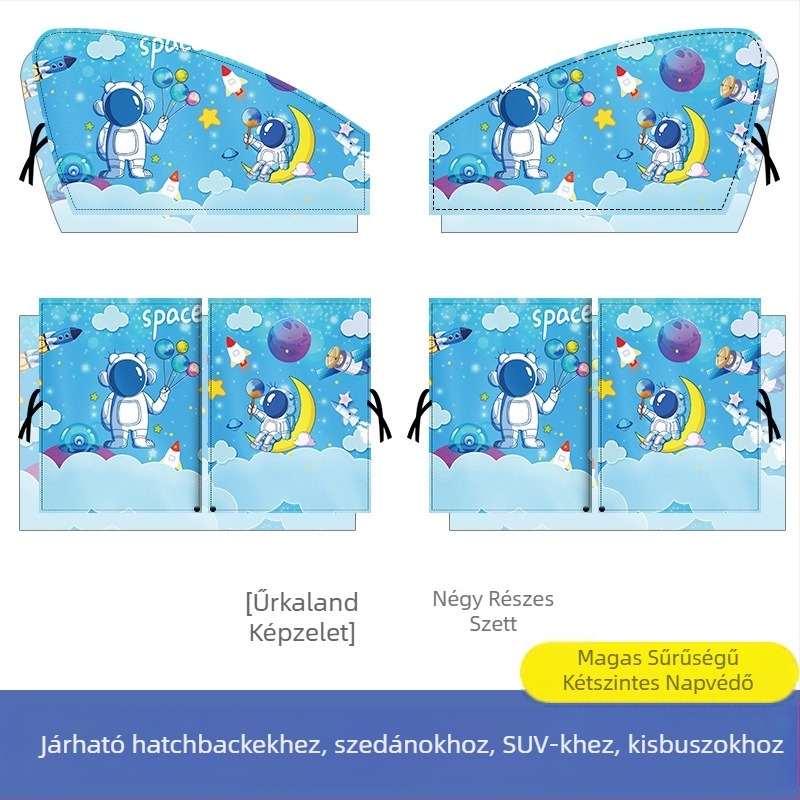 Autó belső árnyékoló függöny mágneses rögzítéssel, kihúzható, ezüst szalagból, márka On the Way.