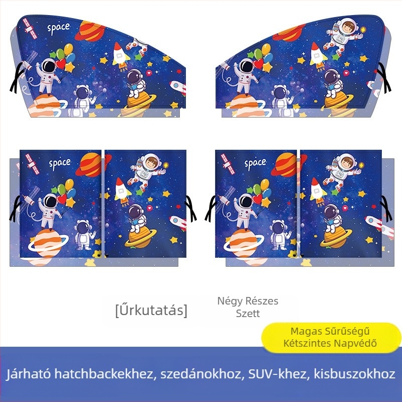 Autó belső árnyékoló függöny mágneses rögzítéssel, kihúzható, ezüst szalagból, márka On the Way.