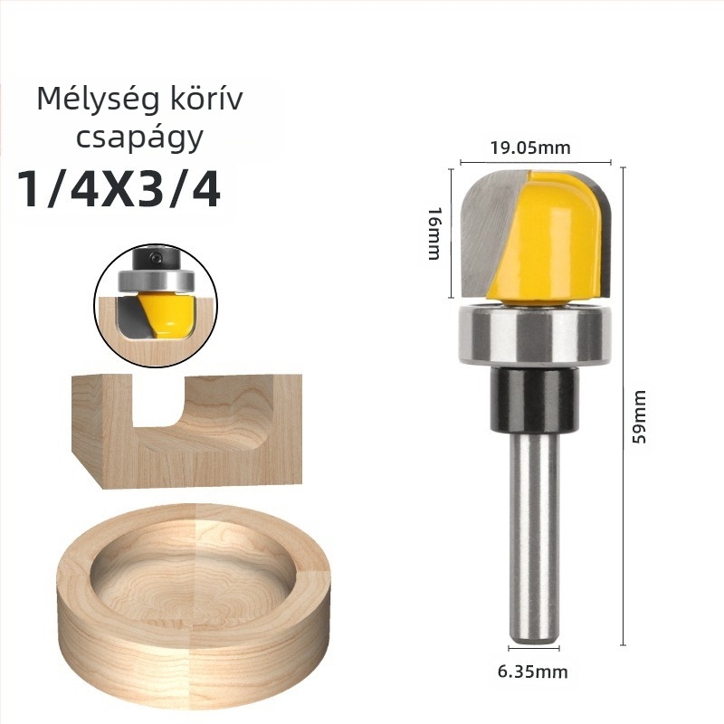 Faipari felületmaró fúró faipari felhasználásra, mély kör alakú alappal, kettős ívű alappal, sablonmásolás, csatornázás és kulcslyukfúrás