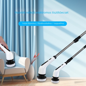 WZ elektromos tisztító keféje, kézben tartható, vezeték nélküli töltéssel, többfunkciós, hosszú és rövid fej a padlóhoz, ABS+flanel