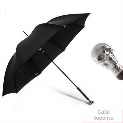 Hosszú fogantyújú retró esernyő, 8 bordával, automatikus nyitás, 210T vászon, rostos bordák, logó nyomás elérhető