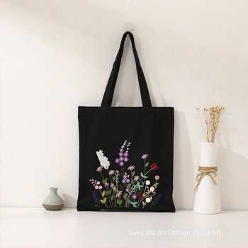 Sashiko hímzőkészlet – pamutvászon táska, virágminta, keresztszemes készlet, hímzési típus: egyéb