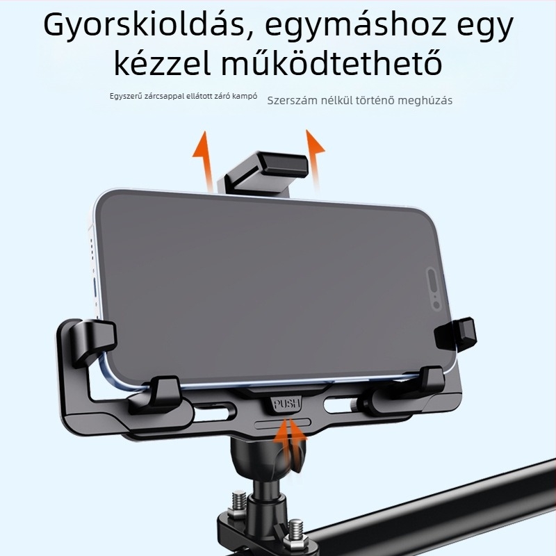 Motorkerékpár és elektromos kerékpár telefon-tartó – ütésálló, rezgésálló, nylon és fém szerkezet, stabil navigációhoz