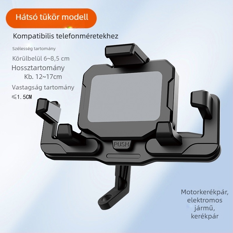 Motorkerékpár és elektromos kerékpár telefon-tartó – ütésálló, rezgésálló, nylon és fém szerkezet, stabil navigációhoz