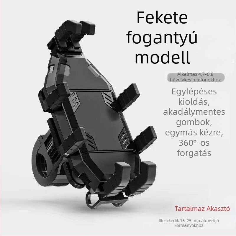 Motorkerékpár és elektromos kerékpár telefon-tartó – ütésálló, rezgésálló, nylon és fém szerkezet, stabil navigációhoz