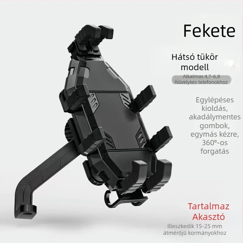 Motorkerékpár és elektromos kerékpár telefon-tartó – ütésálló, rezgésálló, nylon és fém szerkezet, stabil navigációhoz