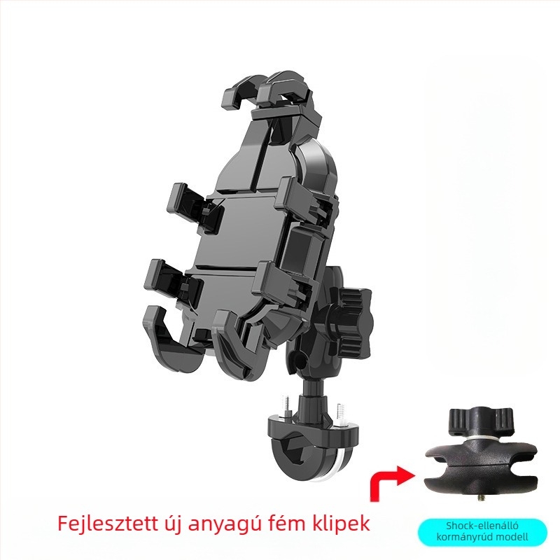 Motorkerékpár és elektromos kerékpár telefon-tartó – ütésálló, rezgésálló, nylon és fém szerkezet, stabil navigációhoz