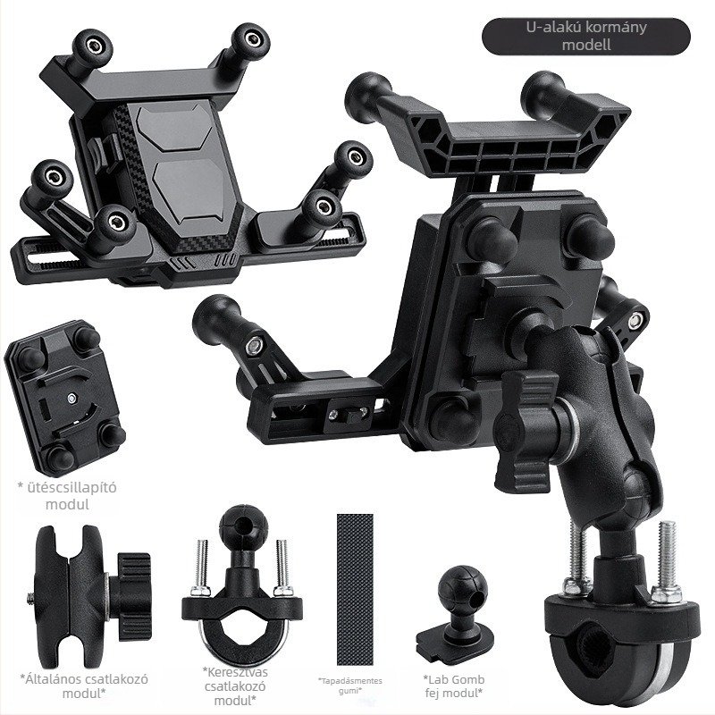 Motorkerékpár és elektromos kerékpár telefon-tartó – ütésálló, rezgésálló, nylon és fém szerkezet, stabil navigációhoz