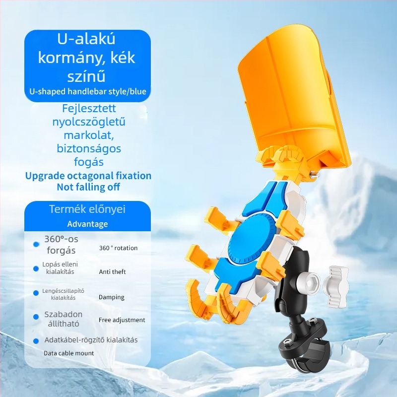 Motorkerékpár és elektromos kerékpár telefon-tartó – ütésálló, rezgésálló, nylon és fém szerkezet, stabil navigációhoz