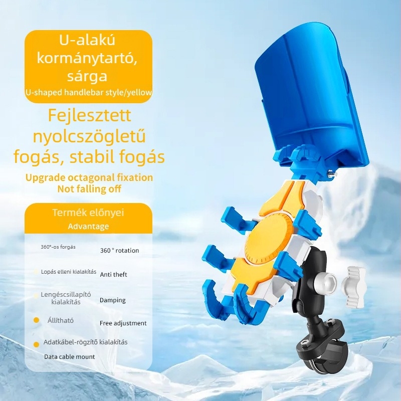 Motorkerékpár és elektromos kerékpár telefon-tartó – ütésálló, rezgésálló, nylon és fém szerkezet, stabil navigációhoz