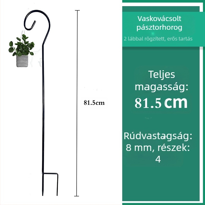 Kovácsoltvas lámpatartó kertbe és kültérre, földbe szúrható tartó a fényfüzérekhez