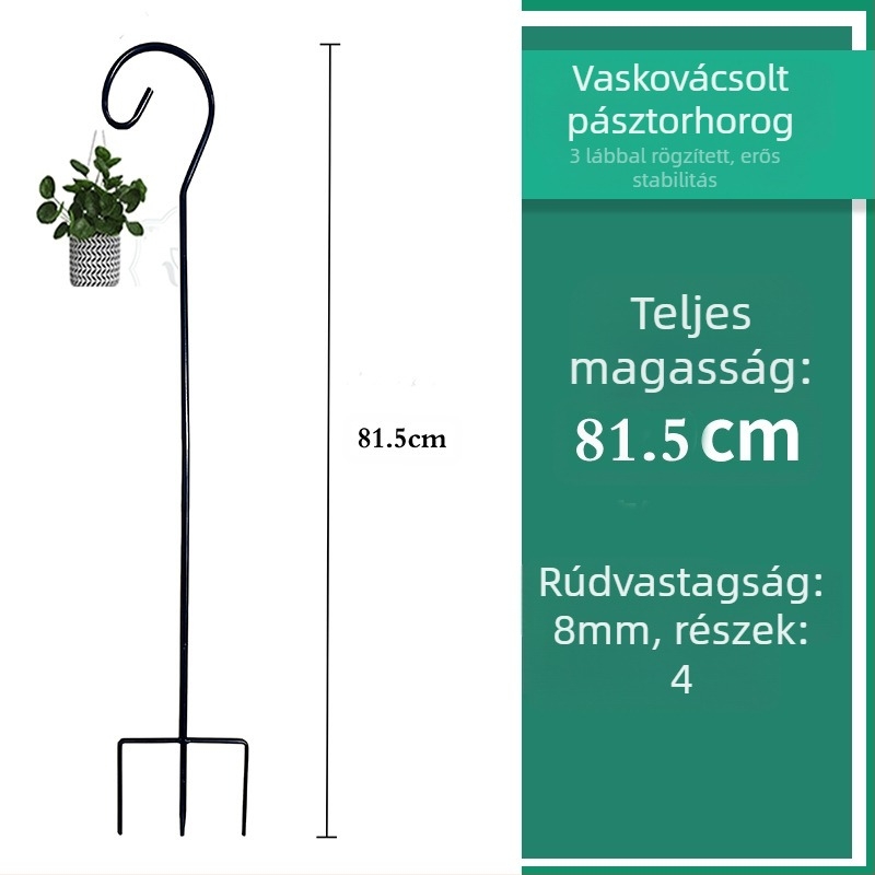 Kovácsoltvas lámpatartó kertbe és kültérre, földbe szúrható tartó a fényfüzérekhez