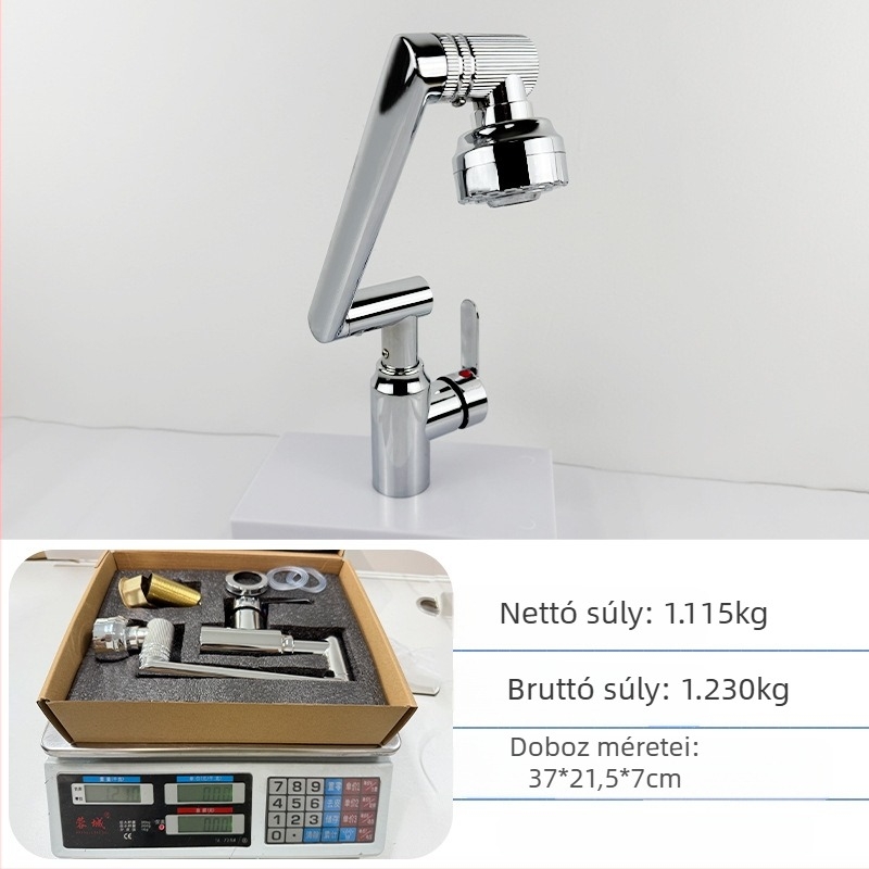 Mosdócsap - rozsdamentes acél, meleg/hideg keverés, egykaros kivitel, kerámiabetétű szelep, beépítés alapra, 0–70°C