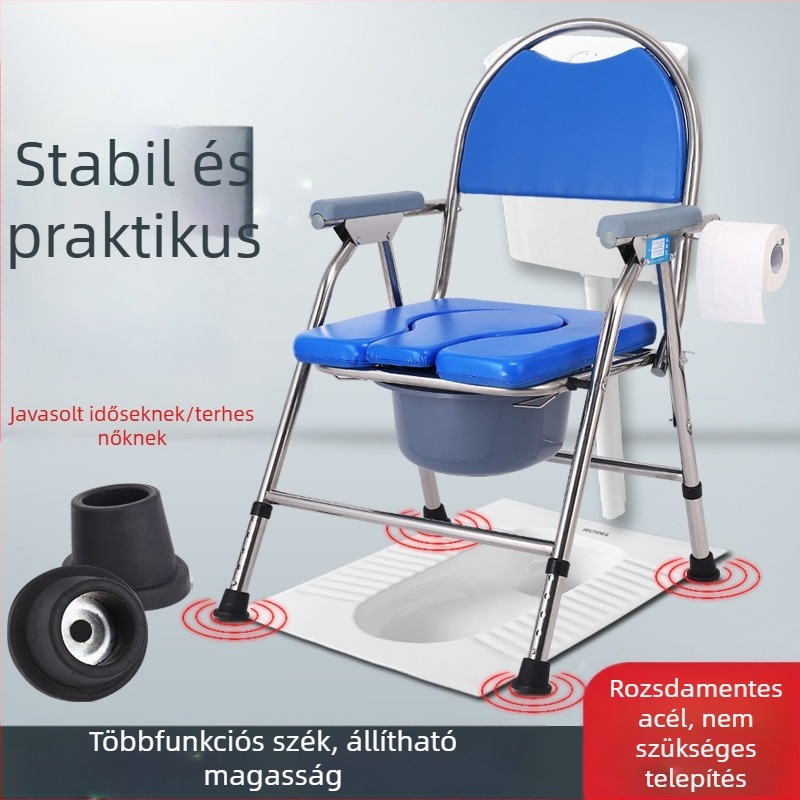 Idősek toalék szék, összecsukható és mobil, modell G-0012, rozsdamentes acél — Ji Hangfu