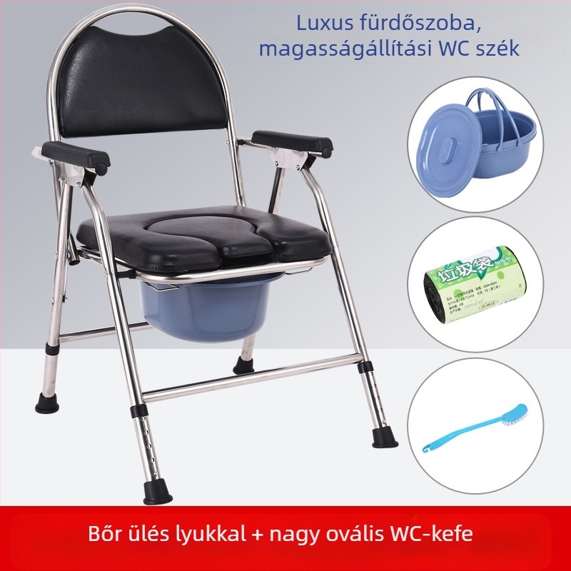 Idősek toalék szék, összecsukható és mobil, modell G-0012, rozsdamentes acél — Ji Hangfu
