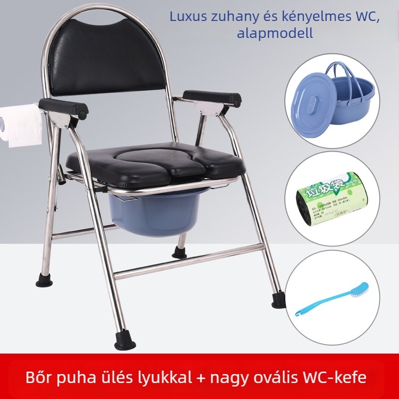 Idősek toalék szék, összecsukható és mobil, modell G-0012, rozsdamentes acél — Ji Hangfu
