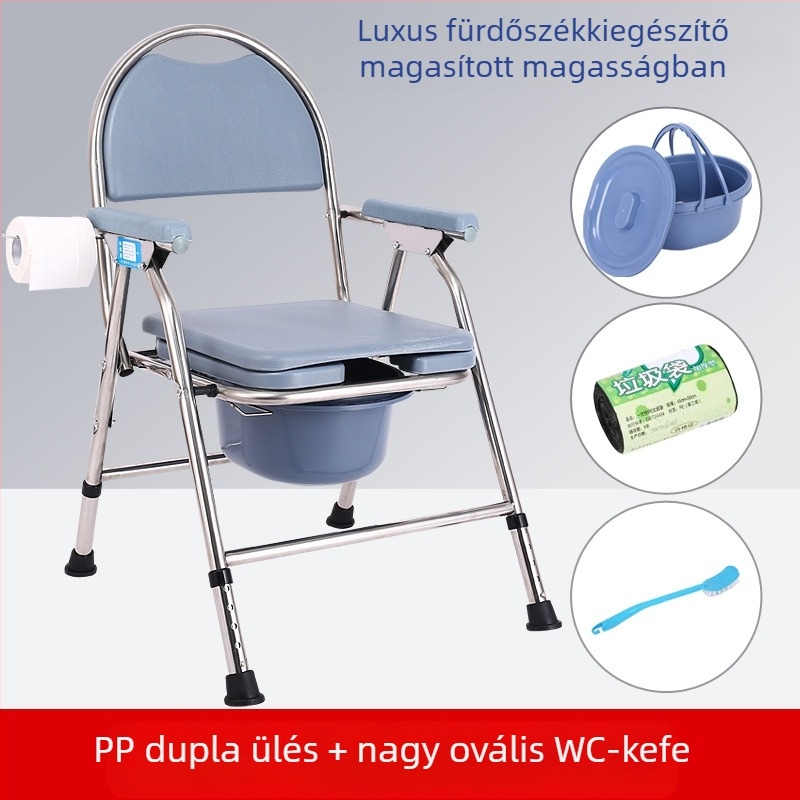 Idősek toalék szék, összecsukható és mobil, modell G-0012, rozsdamentes acél — Ji Hangfu