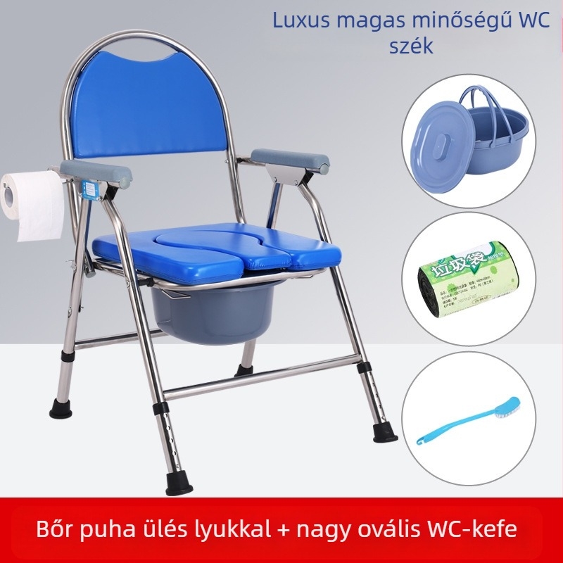 Idősek toalék szék, összecsukható és mobil, modell G-0012, rozsdamentes acél — Ji Hangfu