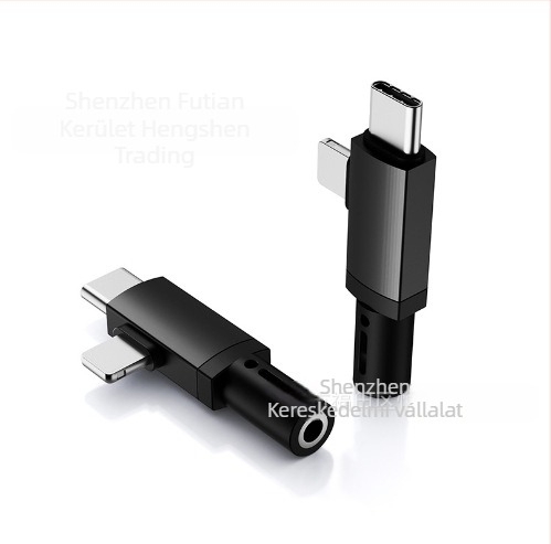 2-in-1 USB-C és Lightning audió- és töltés adapter Apple, Samsung és Google eszközeihez (HS-118 modell)