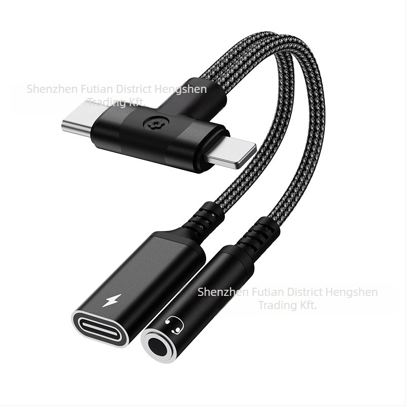 2-in-1 USB-C és Lightning audió- és töltés adapter Apple, Samsung és Google eszközeihez (HS-118 modell)