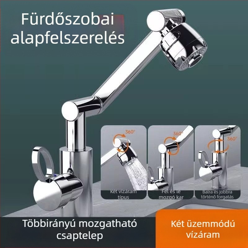 Lucky Cat univerzális mosdócsap – kerámiadiszka szeleppel, műanyag test, meleg/ hideg, 360° forgás