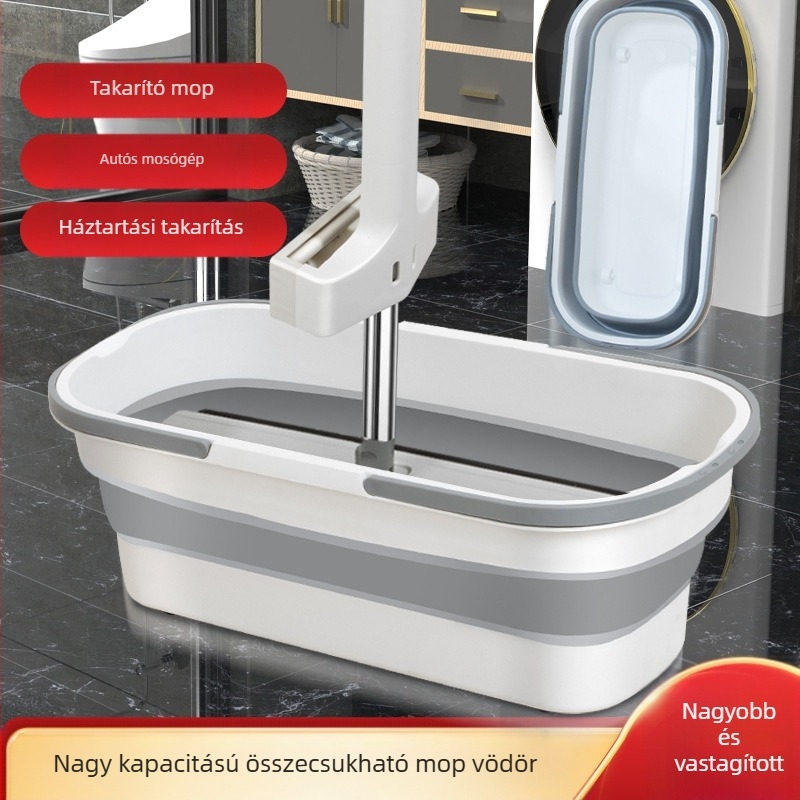 Lapos mop Thai shide – mikroszálas, rozsdamentes acél nyelet, szárítási arány 50–60%, Velcro típusú porfogó rögzítés