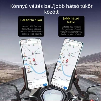 Elektronikus járművekhez készült telefontartó alumínium ötvözetből - ütésálló, töltő verzió, navigációs telefon-tartó
