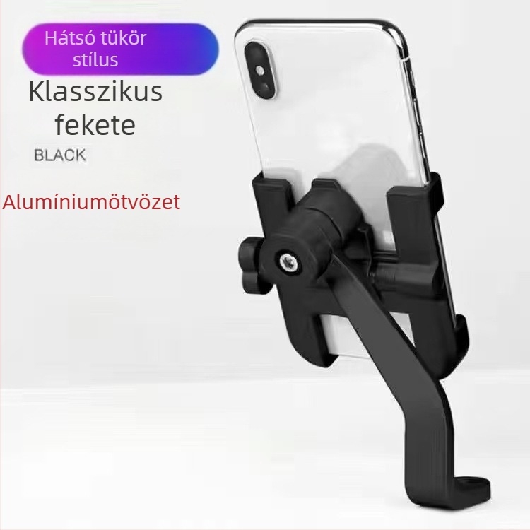 Elektronikus járművekhez készült telefontartó alumínium ötvözetből - ütésálló, töltő verzió, navigációs telefon-tartó