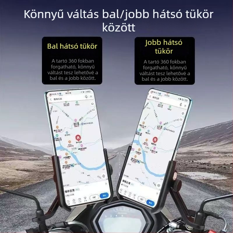 Elektronikus járművekhez készült telefontartó alumínium ötvözetből - ütésálló, töltő verzió, navigációs telefon-tartó