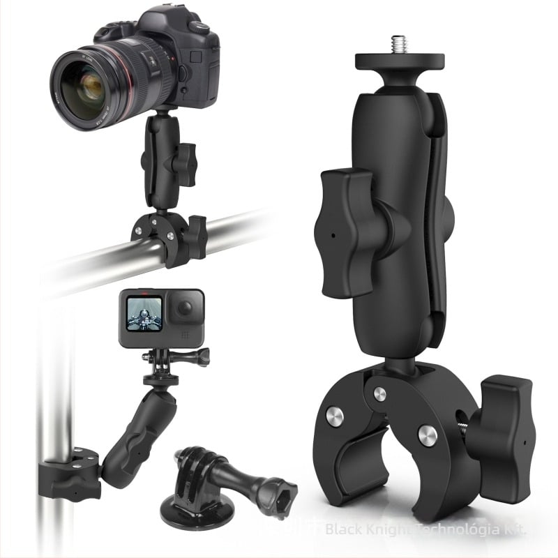 Motoros szívócsapos tartó 25 mm gömbfejjel telefonhoz és kamerához, nylon+rost konstrukció, kormányhoz rögzíthető, multifunkcionális kameraoszlop