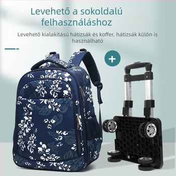 Uniszex iskolai hátizsák görgőkkel — vízálló, terhelést csökkentő, Oxford anyagból, az általános iskolában tanulók számára